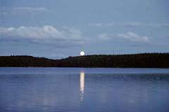 Misty Lake moonrise